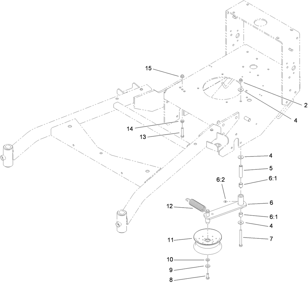 Power-Take-Off Idler Assembly Diagram and Parts List for 30070 404320000-999999999 Toro Lawn Mower