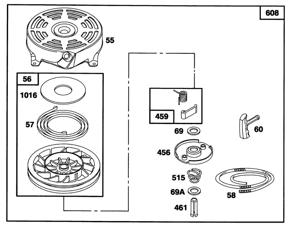 Engine Briggs & Stratton Model 12a802-0611-01 Diagram and Parts List for 20802BC 5900001 - 5999999 Toro Lawn Mower