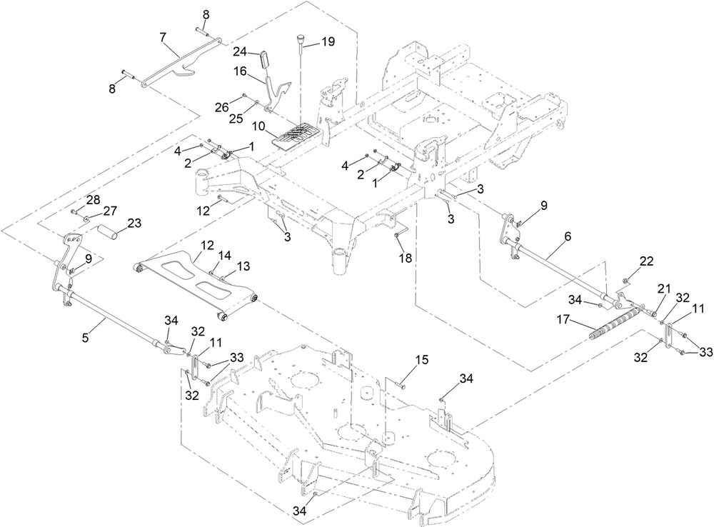 Deck Lift Assembly Diagram and Parts List for 77283 414152146 - 999999999 Toro Lawn Tractor