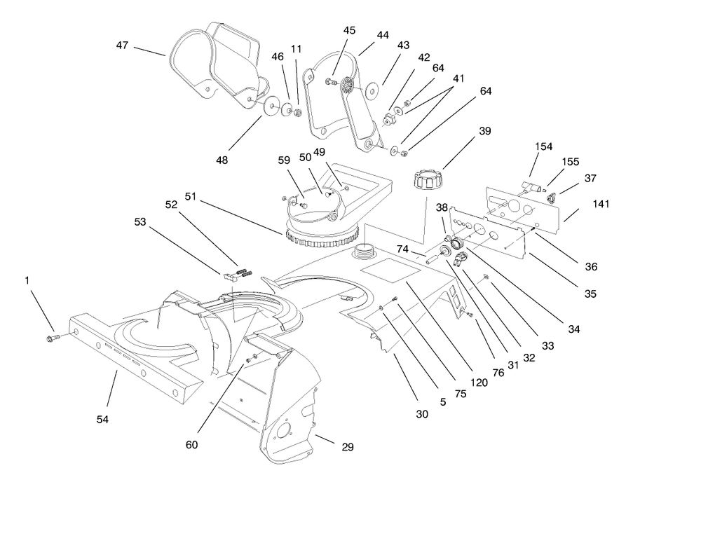 Chute Assembly Diagram and Parts List for 38175 8900001 - 8999999 Toro Snow Blower