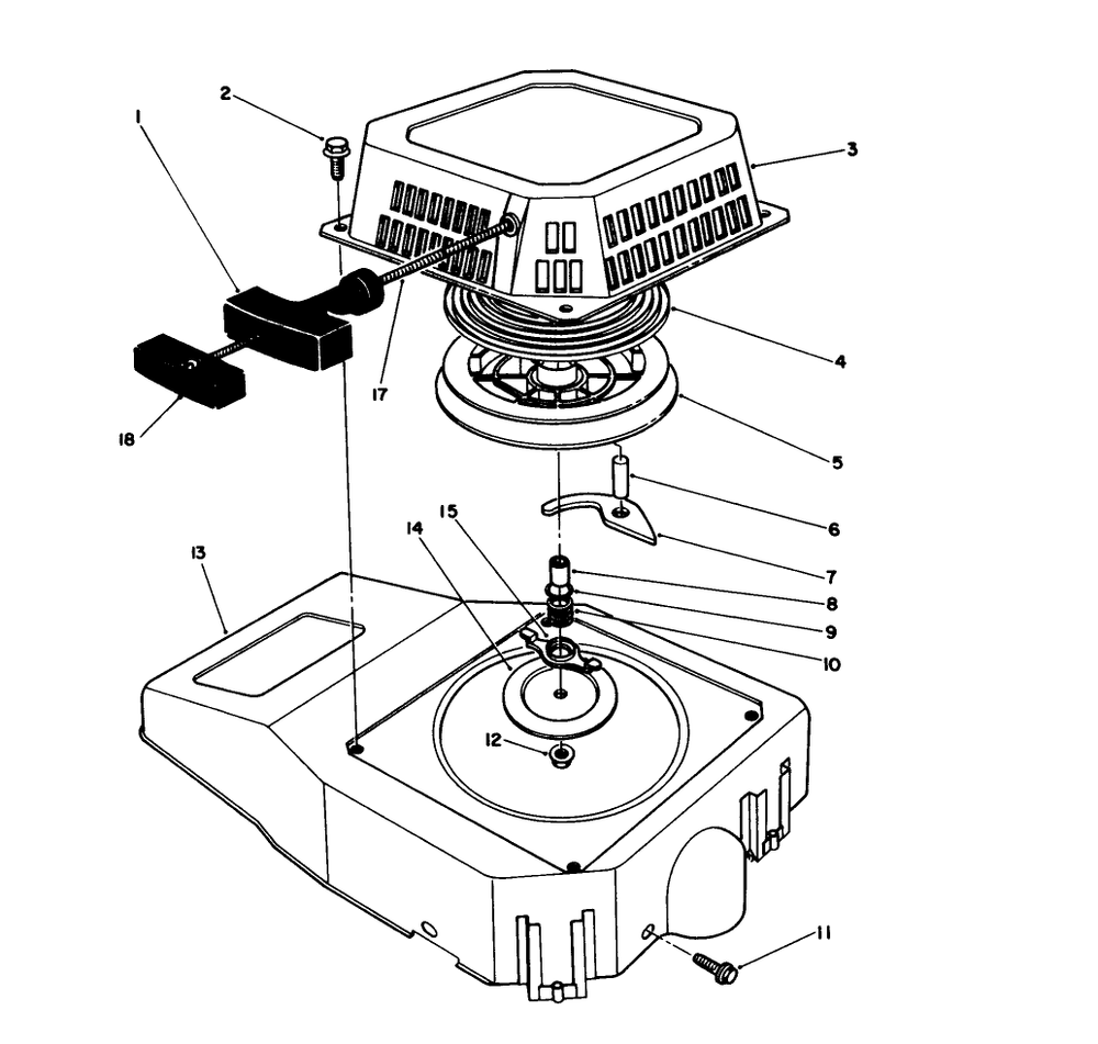 Recoil Assembly (Model No. Vmh7) Diagram and Parts List for 20624C 8000001 - 8999999 Toro Lawn Mower