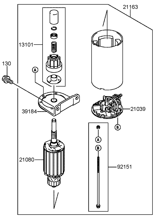 Starter Assembly Diagram and Parts List for 74410 (250007001-250999999)(2005) Toro Lawn Mower
