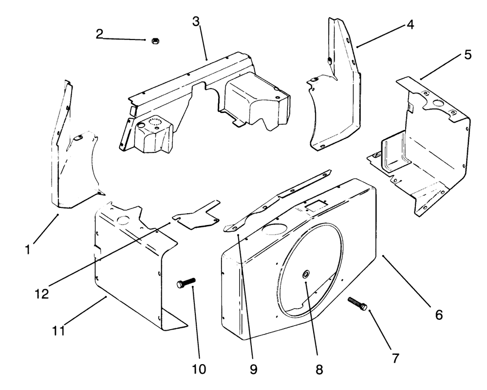 Baffles & Shroud Diagram and Parts List for 30718 4900001 - 4999999 Toro Lawn Tractor