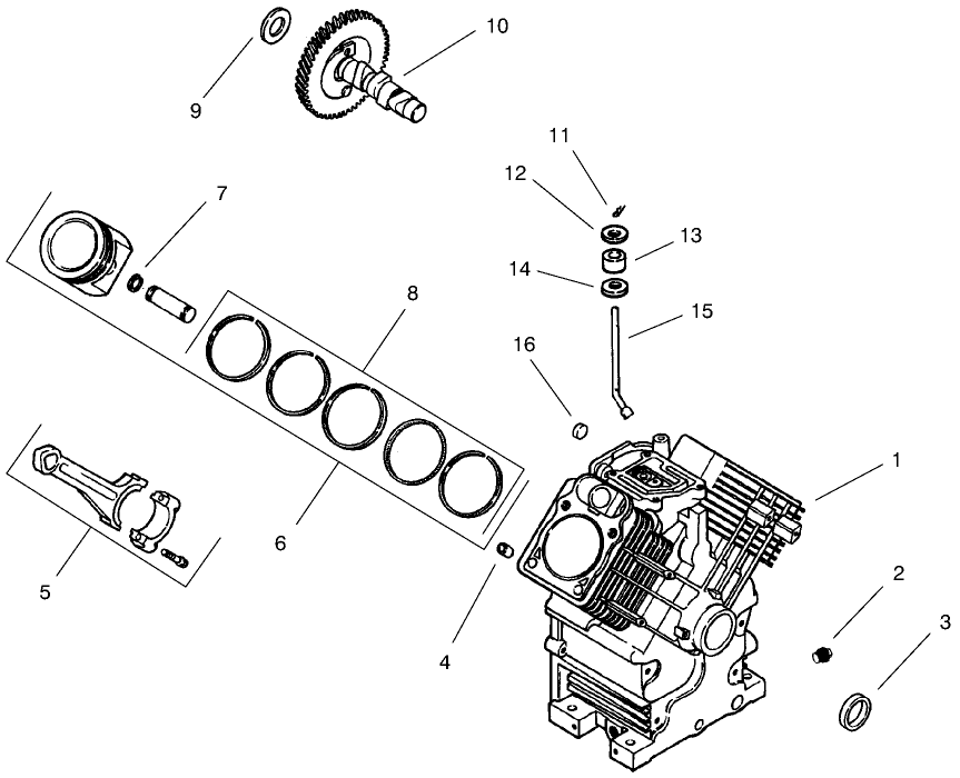 Group 2-Crankcase Diagram and Parts List for 22304 890001 - 899999 Toro Lawn Tractor Accessories