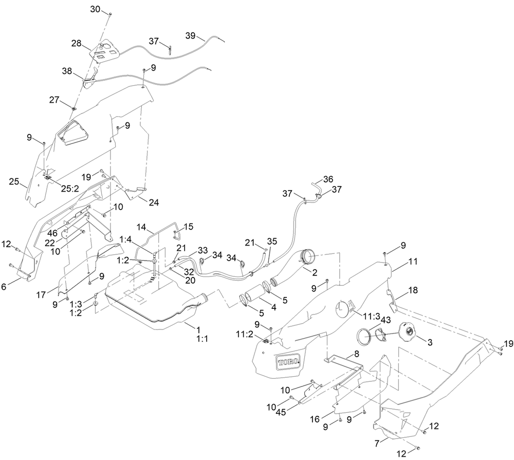 Fuel Assembly Diagram and Parts List for 77506 418400000 - 999999999 Toro Lawn Tractor