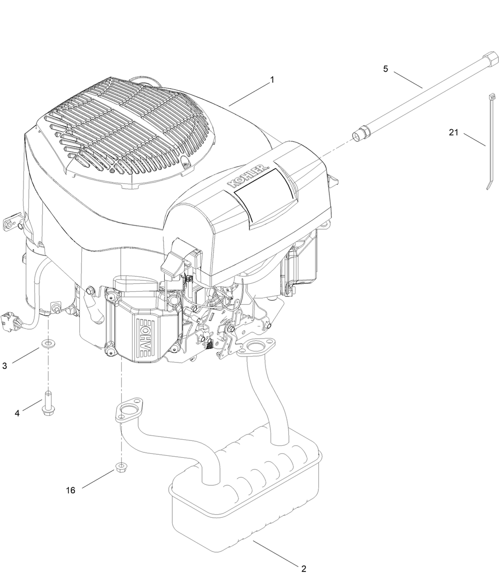 Engine Assembly Diagram and Parts List for 75306 412300000 - 999999999 Toro Lawn Tractor