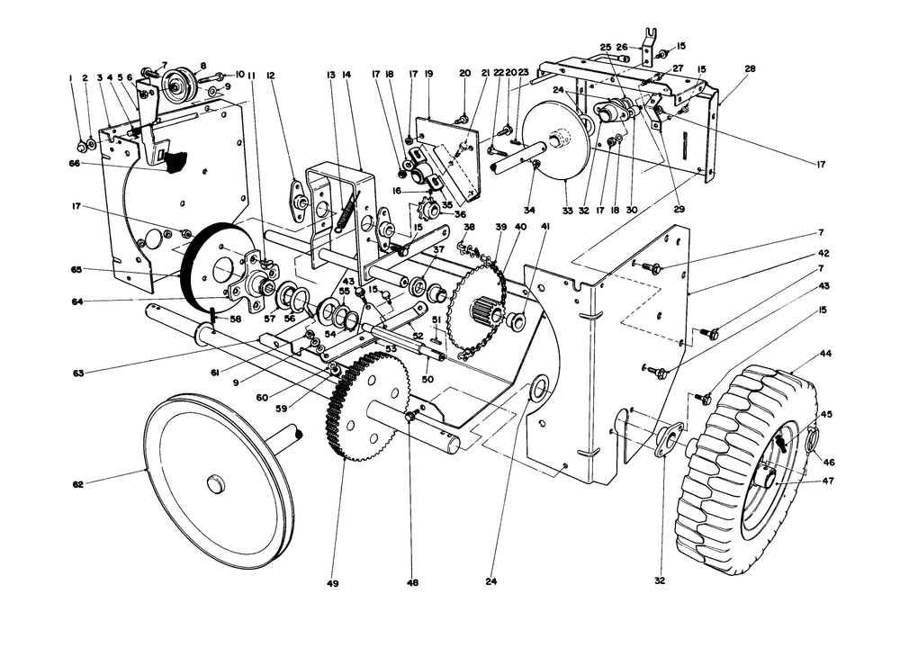 Traction Assembly Diagram and Parts List for 38050 5000001 - 5999999 Toro Snow Blower