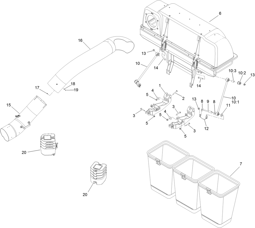 Bagger Top And Mounting Assembly Diagram and Parts List for 78560 400000000-999999999 Toro Lawn Mower