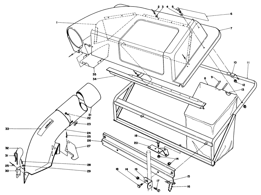 Twin Bagger Grass Catcher Model No. 59122 (Optional) Diagram and Parts List for 56138 3000001 - 3999999 Toro Lawn Tractor