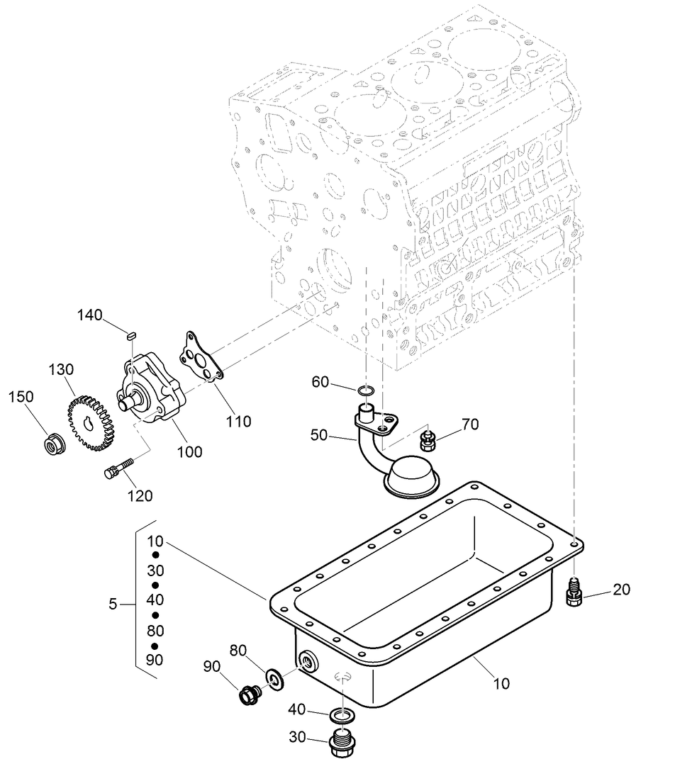 Oil Pan And Oil Pump Assembly Diagram and Parts List for 22324 407960000 - 409359999 Toro Lawn Tractor Accessories