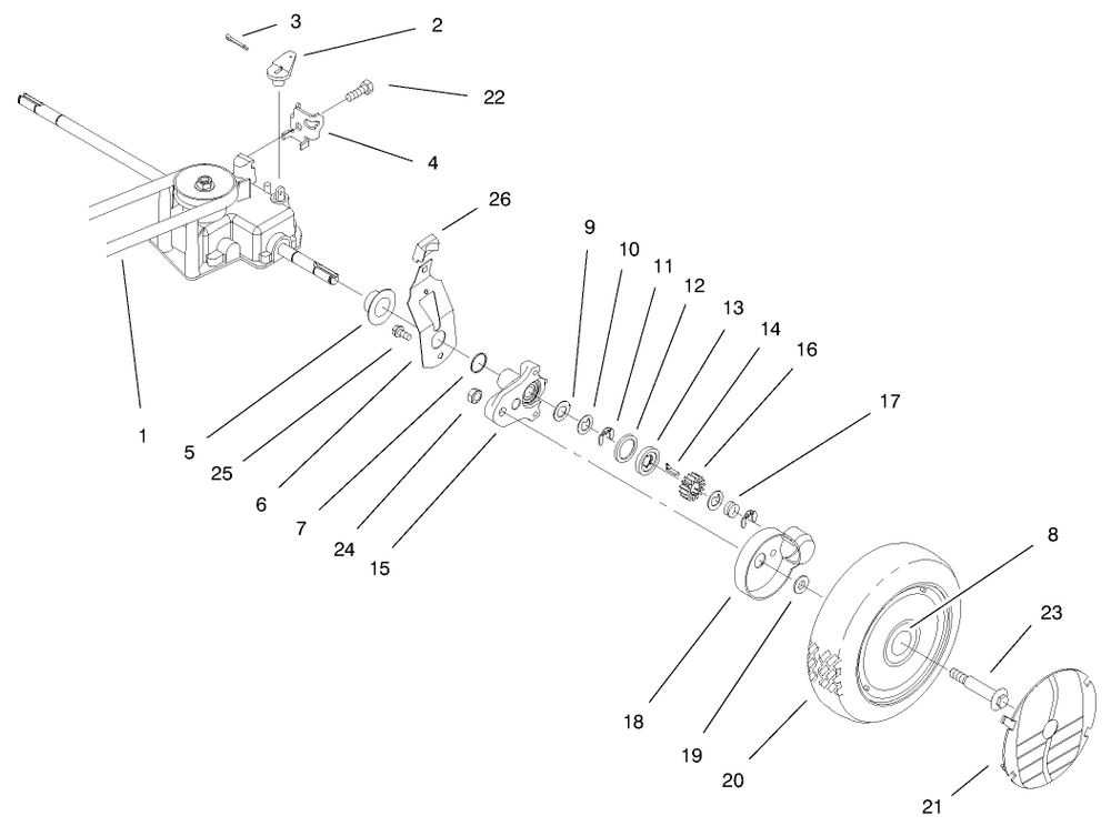 Rear Axle Assembly Diagram and Parts List for 20482 790000001 - 799999999 Toro Lawn Mower