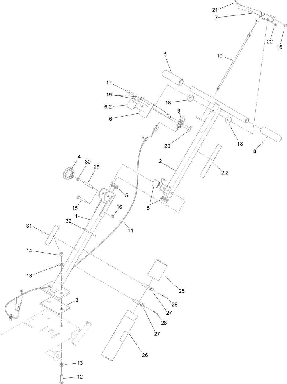 Handle Assembly Diagram and Parts List for 22600HD 400000000 - 401999999 Toro Stump Grinder