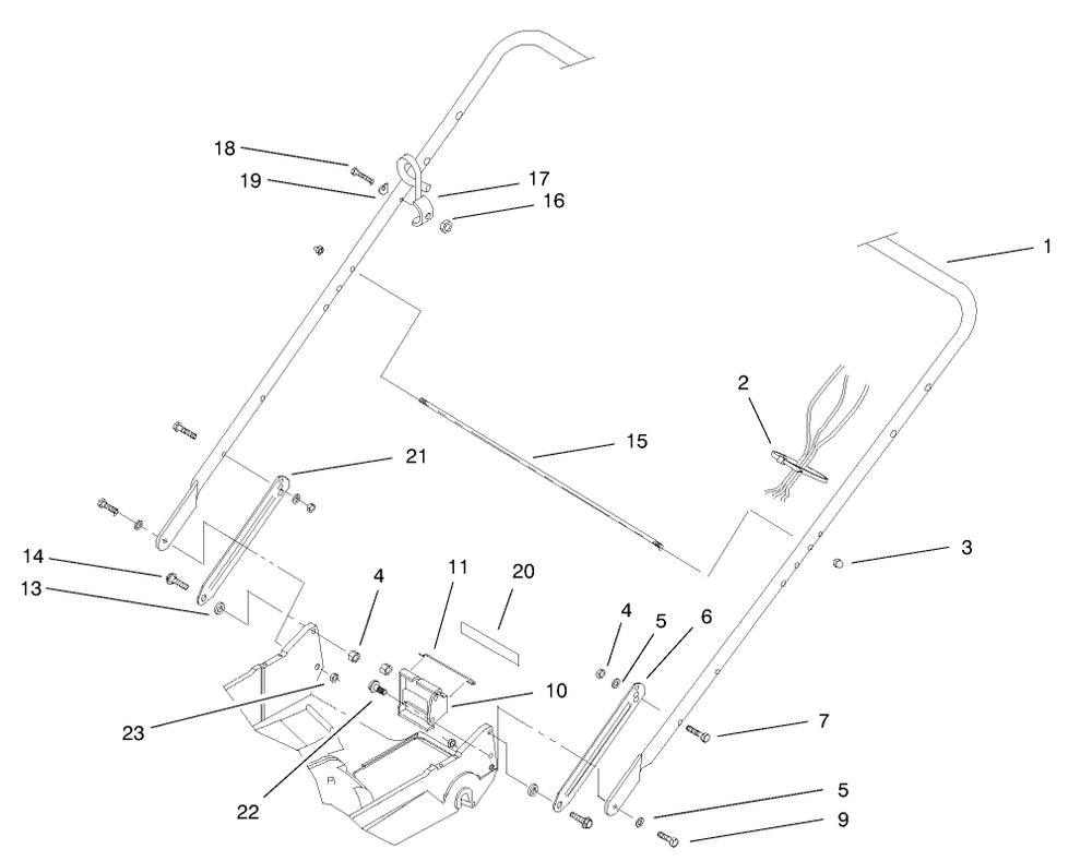 Handle Assembly Diagram and Parts List for 22157 8900001 - 8999999 Toro Lawn Mower