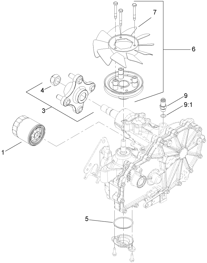 Rh Transmission Assembly Diagram and Parts List for 74409TE (280000001-280999999)(2008) Toro Lawn Mower