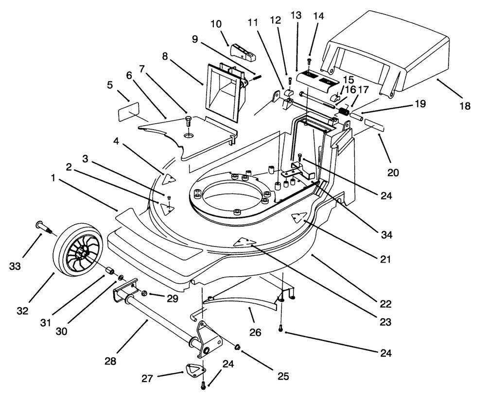 Housing Assembly Diagram and Parts List for 20806BC 4900001 - 4999999 Toro Lawn Mower