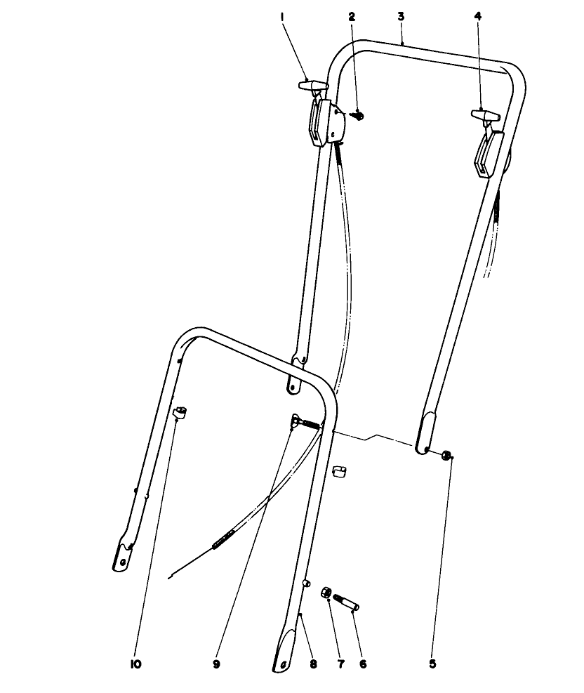 Handle Assembly Diagram and Parts List for 16255 3000001 - 3999999 Toro Lawn Mower