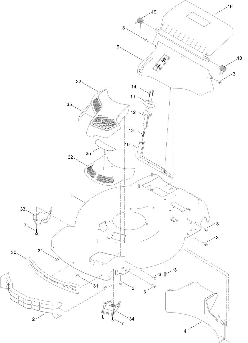 Housing Assembly Diagram and Parts List for 21472 412800000 - 999999999 Toro Lawn Mower