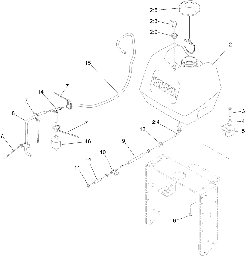 Fuel System Assembly Diagram and Parts List for 30071 404320000-999999999 Toro Lawn Mower