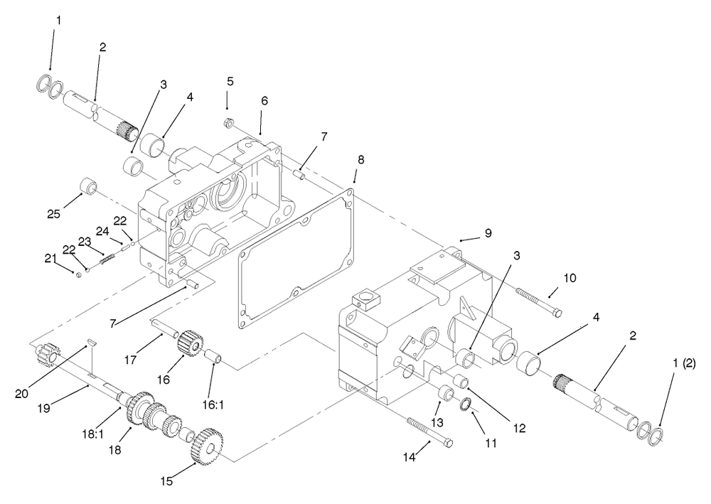 Transmission 8-Speed 8 Pinion Diagram and Parts List for 73448 8900001 - 8900499 Toro Lawn Tractor