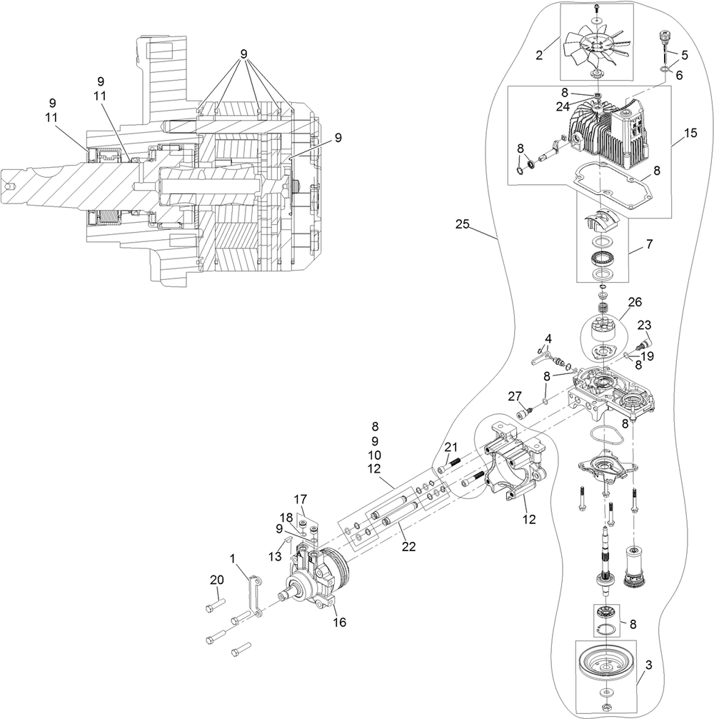 Lh Hydro Assembly No. 135-7909 Diagram and Parts List for 74090 410000000 - 412999999 Toro Lawn Tractor