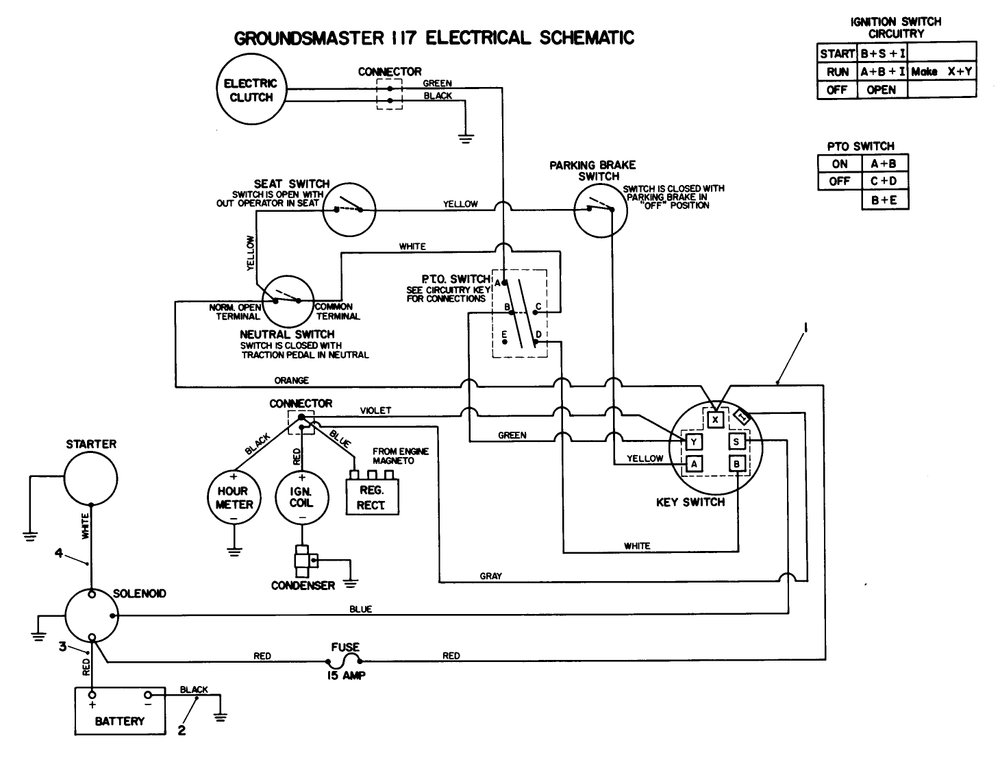 Electrical Schematic Diagram and Parts List for 30754 60001 - 69999 Toro Lawn Tractor