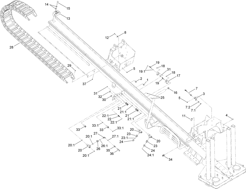 Thrust Frame Hose Carrier Assembly Diagram and Parts List for 23898 400000000 - 999999999 Toro Lawn Tractor Accessories