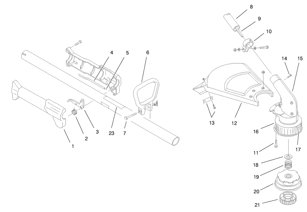 Boom And Trimmer Assembly Diagram and Parts List for 51907 790000001 - 799999999 Toro Trimmer