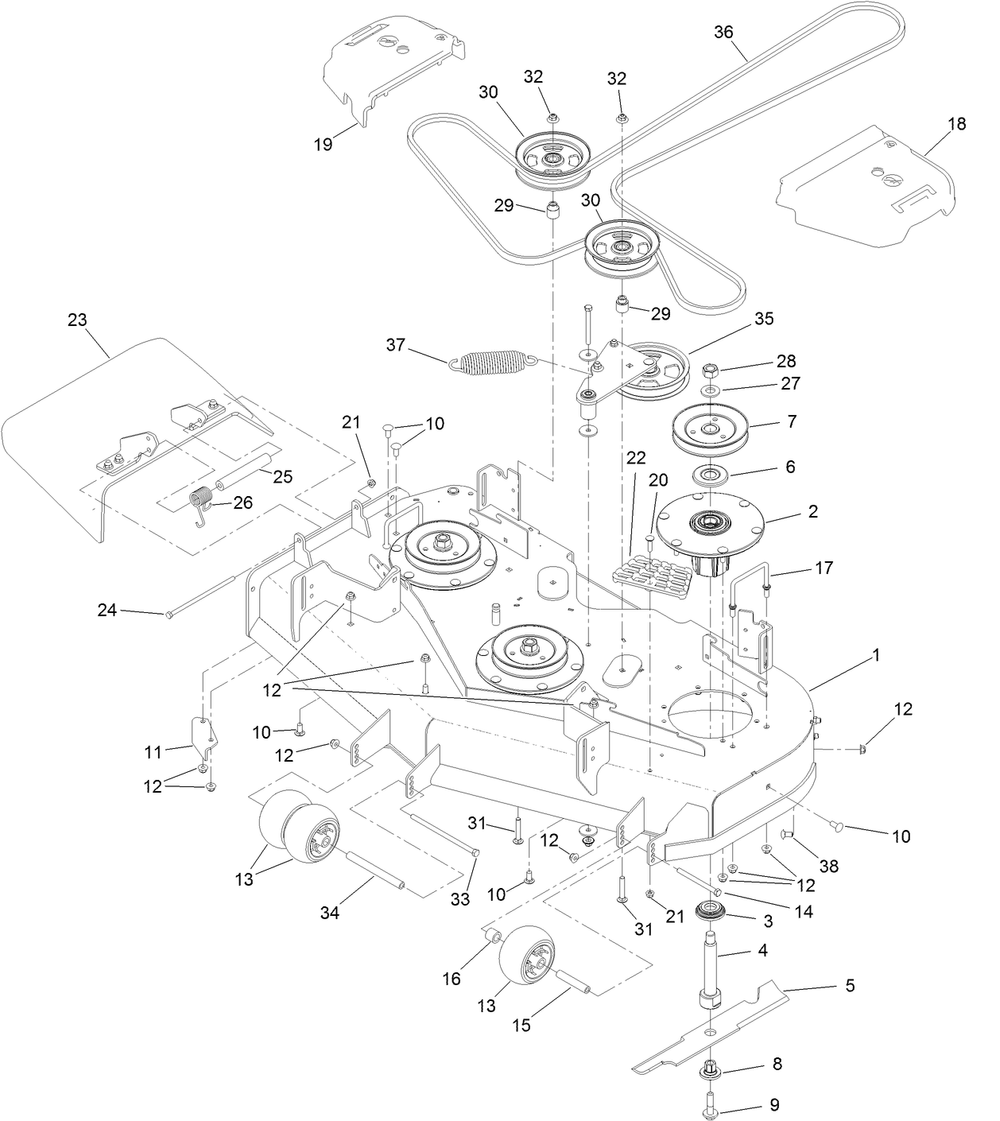 Deck Assembly Diagram and Parts List for 74000 400000000-410020246 Toro Lawn Tractor