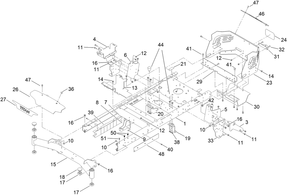 Frame Assembly Diagram and Parts List for 74890 412300000 - 999999999 Toro Lawn Tractor