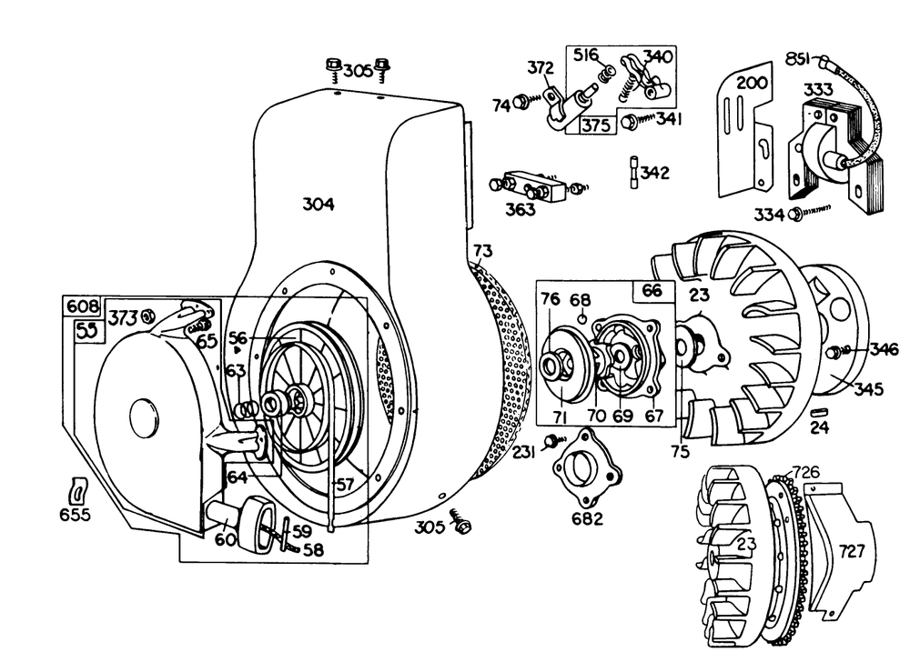 Engine Briggs & Stratton Diagram and Parts List for 38090 3000001 - 3999999 Toro Snow Blower