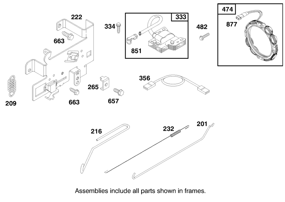 Engine Briggs & Stratton Model 28m707-1122-E1 Diagram and Parts List for 71208 8900001 - 8999999 Toro Lawn Tractor