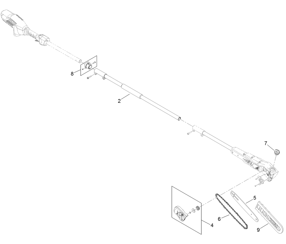 60v Pole Saw Assembly Diagram and Parts List for 51870T 323000001 - 323999999 Toro Pole Saw