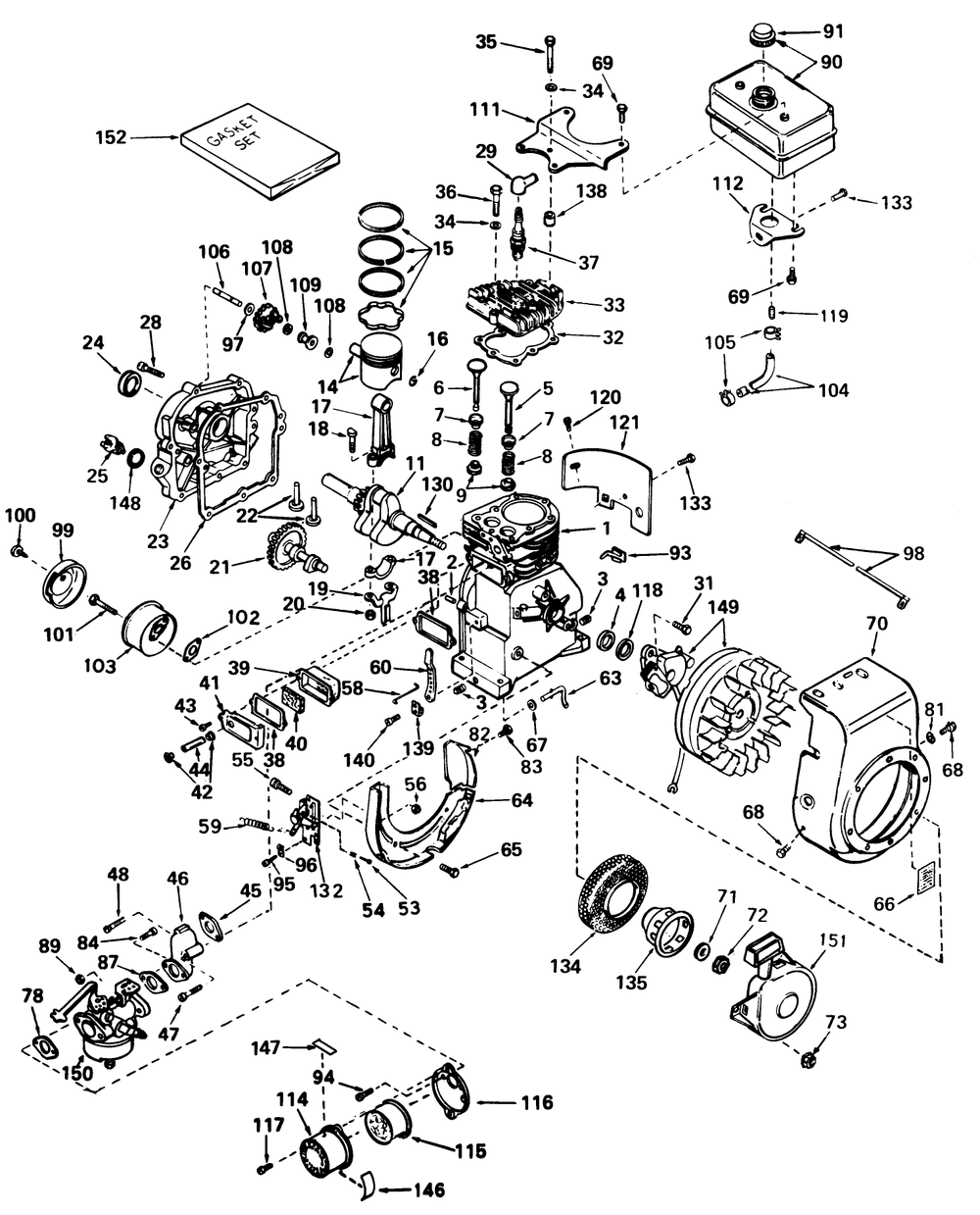Engine Tecumseh Model H35-45481m Diagram and Parts List for 58007 0000001 - 0999999 Toro Tiller