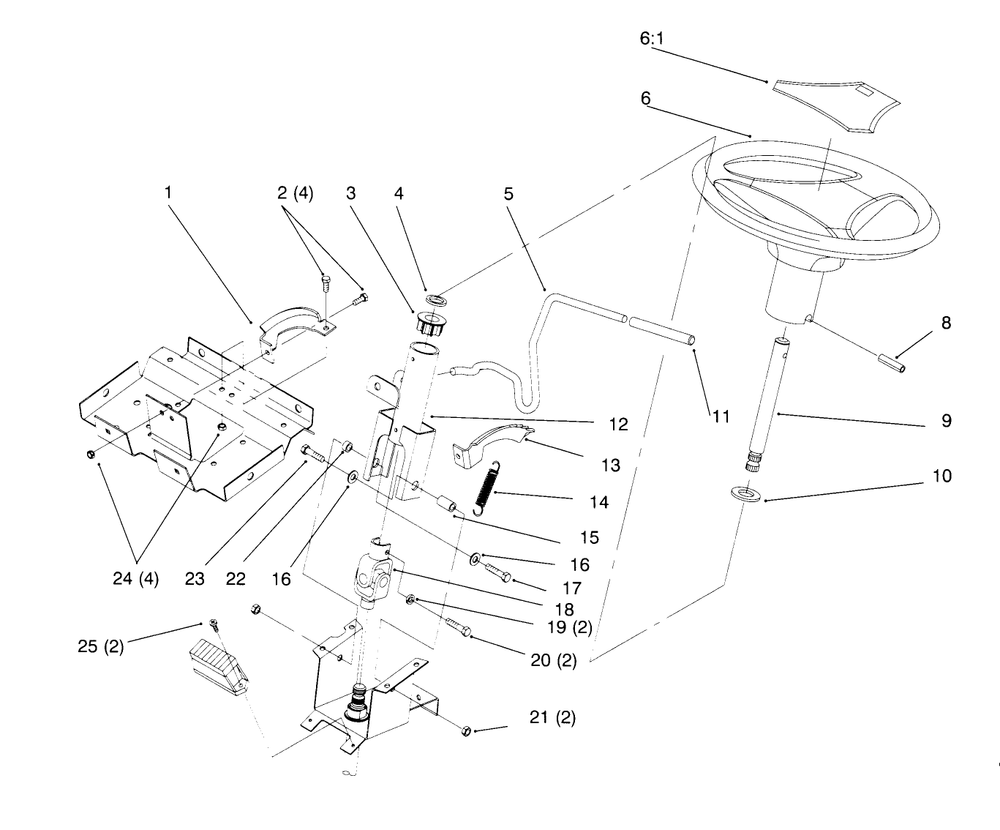 Steering Wheel And Tilt Diagram and Parts List for 72084 6900001 - 6999999 Toro Lawn Tractor