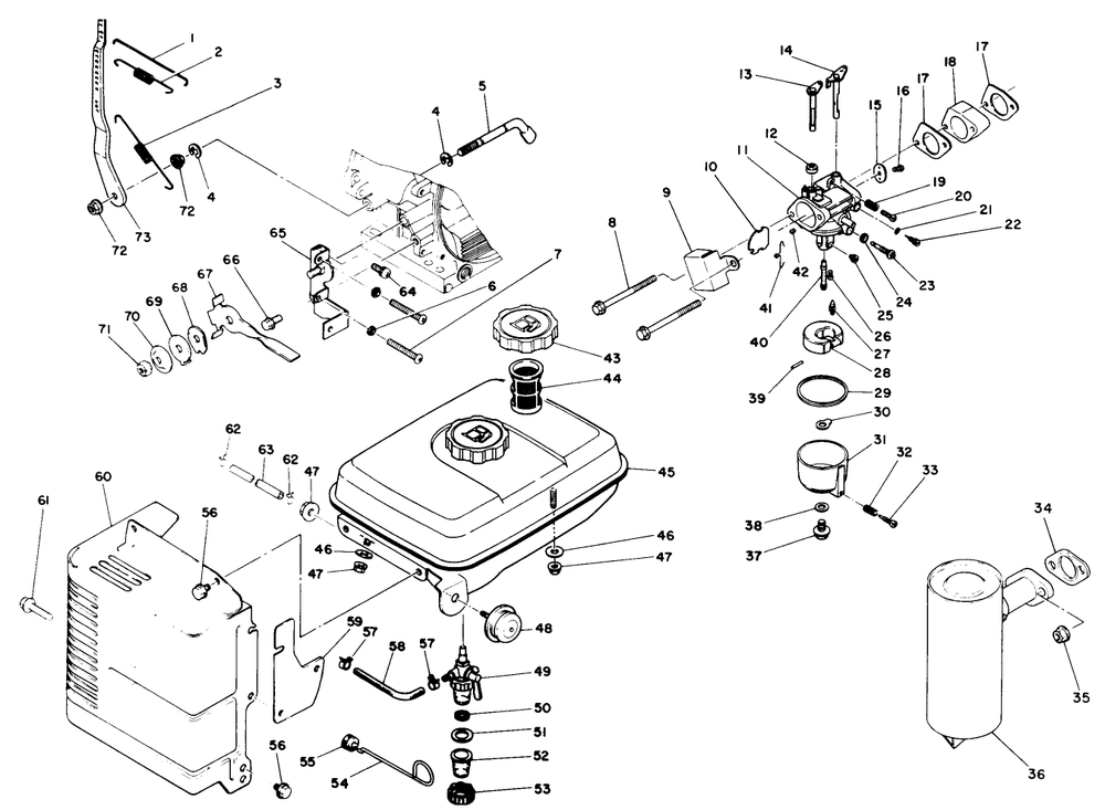 Engine No. 68-8290 Fuel System & Muffler Diagram and Parts List for 38525 9000001 - 9999999 Toro Snow Blower