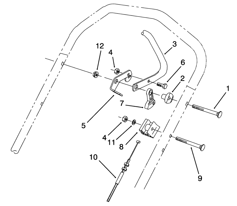 Traction Control Assembly Diagram and Parts List for 26640B 4900001 - 4999999 Toro Lawn Mower