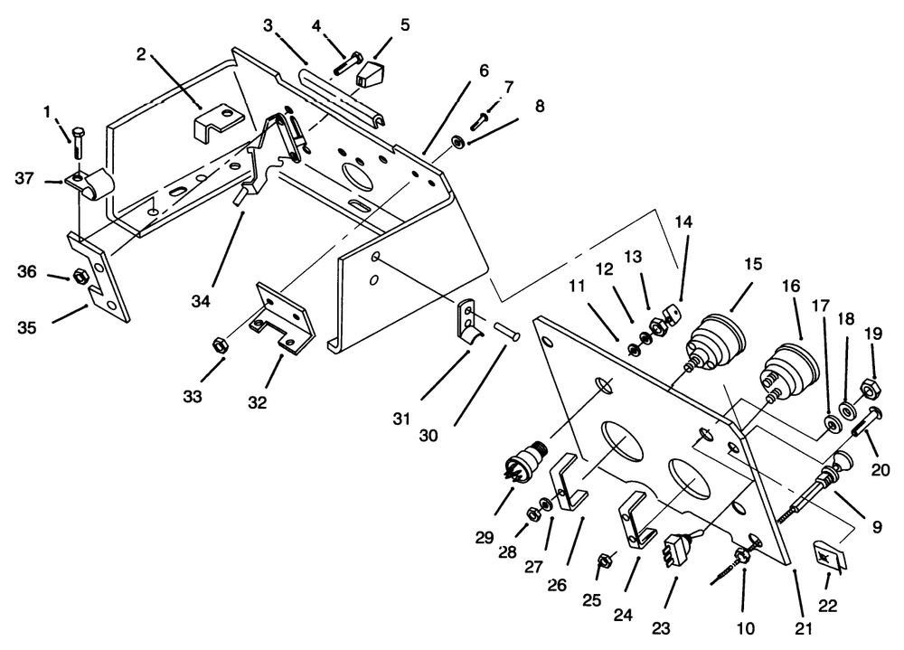 Control Panel Diagram and Parts List for 73401 5901261 - 5999999 Toro Lawn Tractor