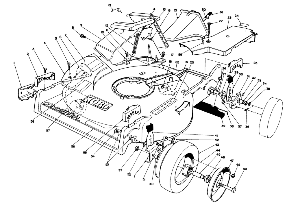Housing Assembly Diagram and Parts List for 22031 3900001 - 3999999 Toro Lawn Mower