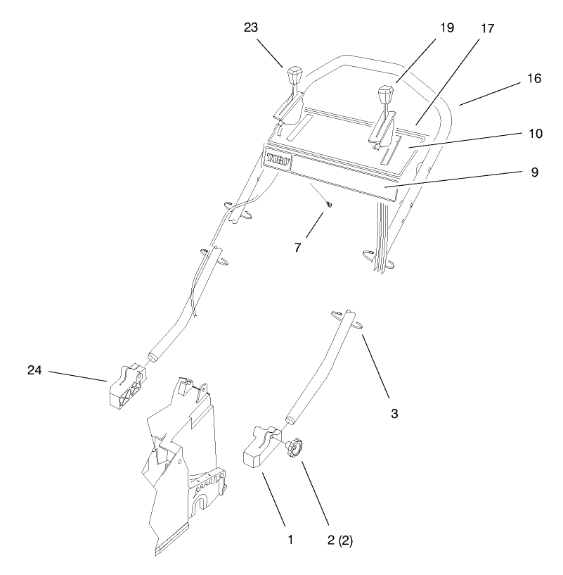 Handle Assembly Diagram and Parts List for 26638 8900001 - 8999999 Toro Lawn Mower