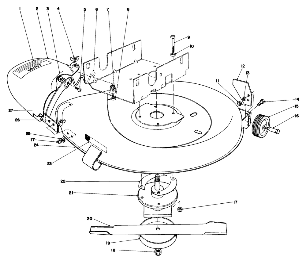 Mower Housing Assembly Diagram and Parts List for 56125 3000001 - 3999999 Toro Lawn Tractor
