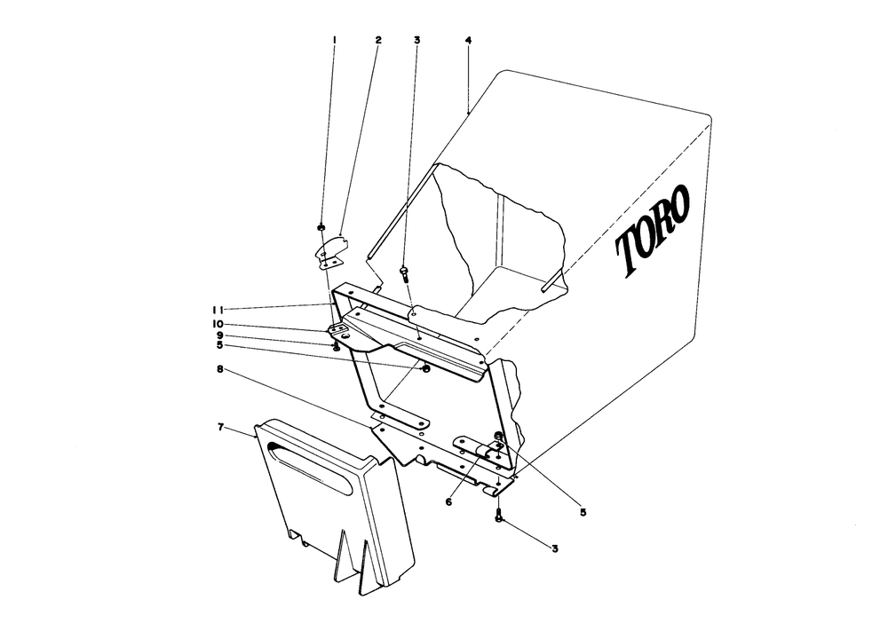 Grass Bag Assembly Diagram and Parts List for 20562 6000001 - 6999999 Toro Lawn Mower