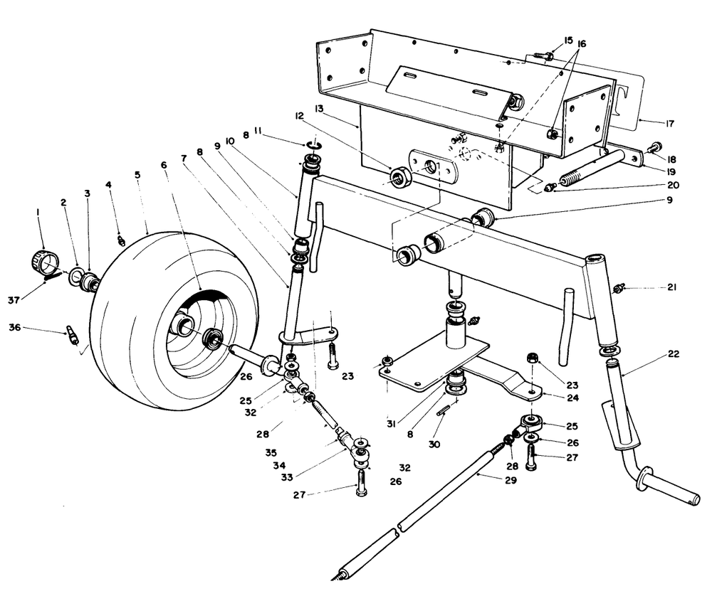 Rear Axle Assembly Diagram and Parts List for 30718 2000001 - 2999999 Toro Lawn Tractor