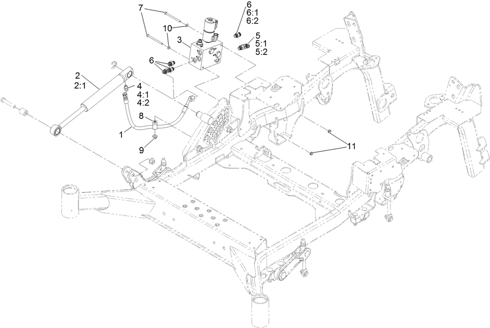 Hydraulic Lift And Fold Assembly Diagram and Parts List for 72096 406343181-407109999 Toro Lawn Tractor