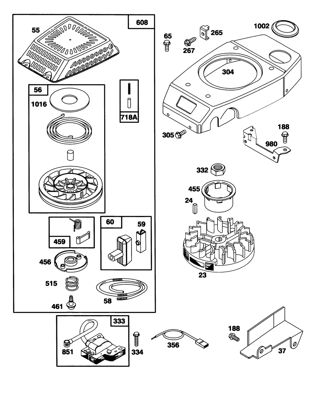 Engine Gts-150 (Model No. 20465 Only)(Model No. 97772-0110-02) Diagram and Parts List for 20465 5900001 - 5999999 Toro Lawn Mower