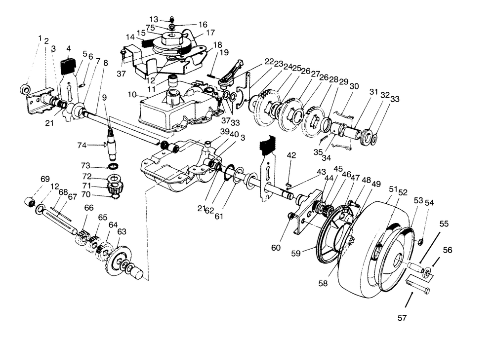Gear Case Assembly Diagram and Parts List for 22044BC 5900001 - 5999999 Toro Lawn Mower
