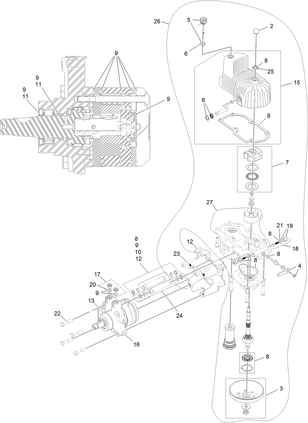 Lh Hydro Assembly Diagram and Parts List for 72952 406397859-999999999 Toro Lawn Mower