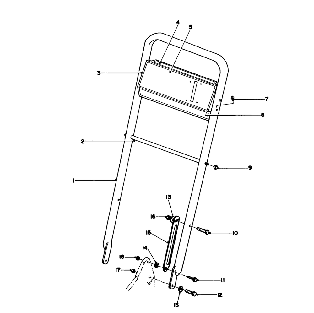 Handle Assembly Diagram and Parts List for 22151 3900856 - 3999999 Toro Lawn Mower