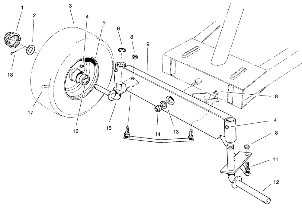 Front Axle Assembly Diagram and Parts List for 70040 8900001 - 8999999 Toro Lawn Tractor