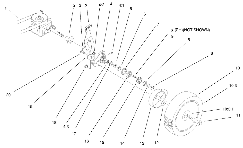 Gear Case And Wheel Assembly Diagram and Parts List for 20045 9900001 - 9999999 Toro Lawn Mower