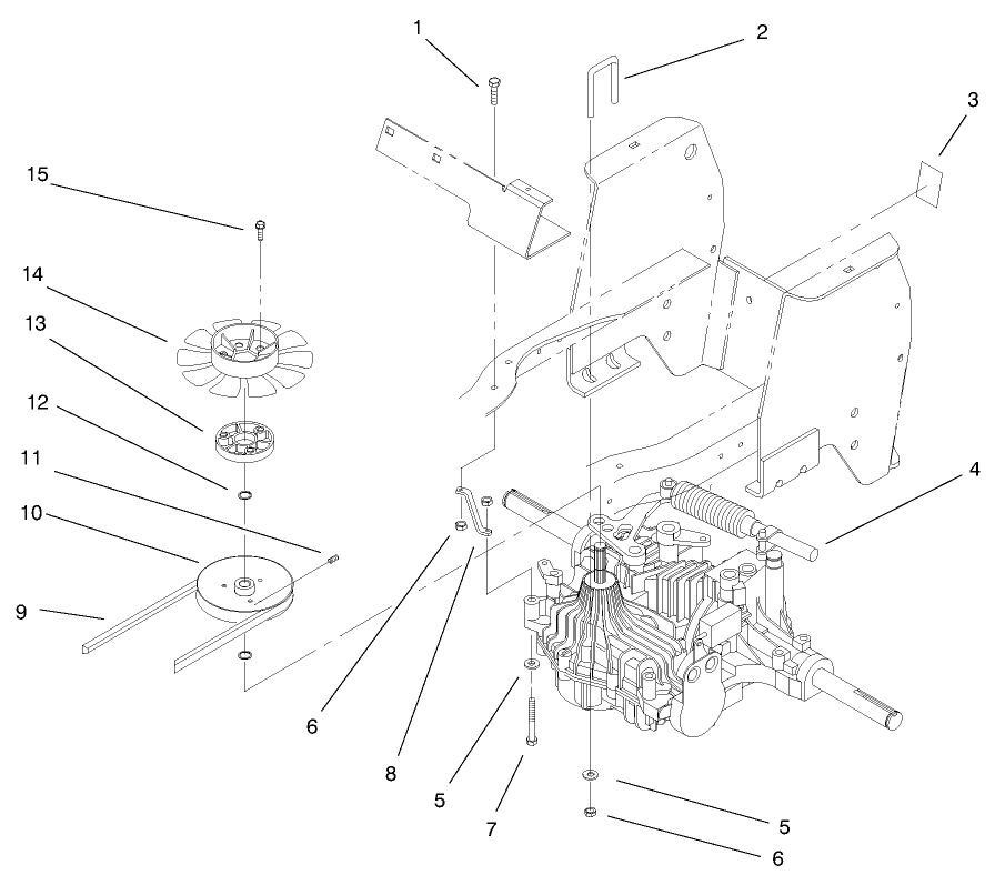 Hydro Transaxle Assembly Diagram and Parts List for 72086 9900001 - 9999999 Toro Lawn Tractor